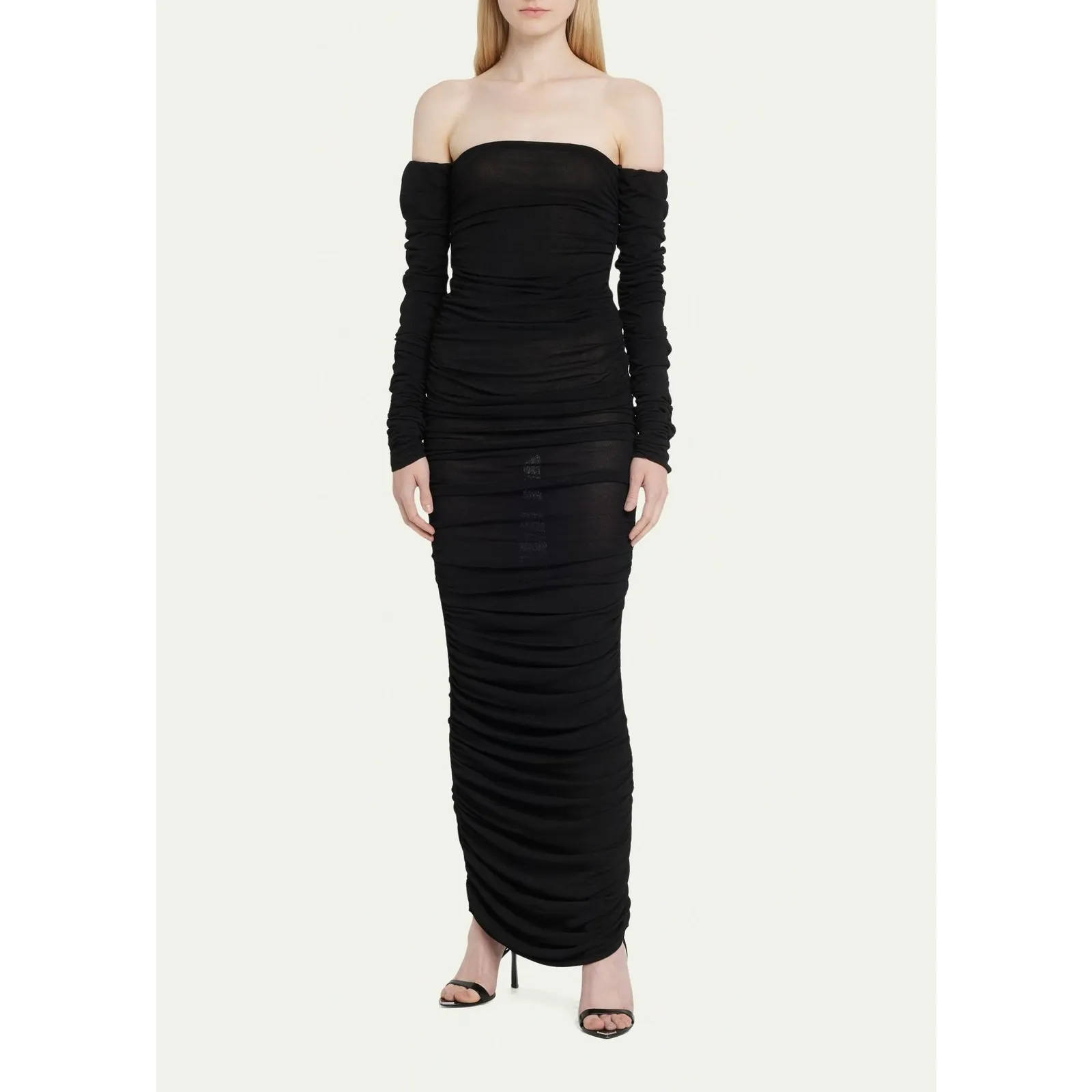 Altuzarra Trikera Off-Shoulder Jersey Maxi Dress sheer long sleeve black size XS - Image 16