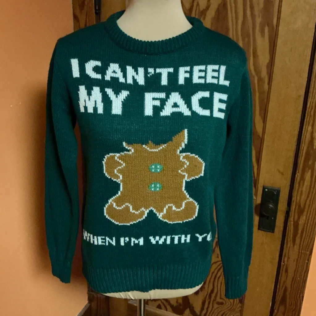 Unique Gingerbread Man Holiday Sweater Green Size M - Image 8