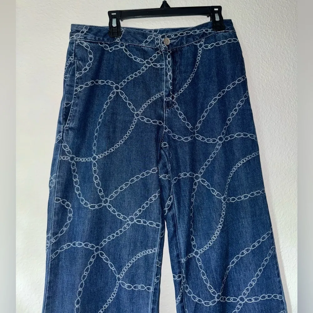 J. McLaughlin -Size 0 -Women’s Chain Wide Leg Denim Jeans High Rise Blue - Image 4