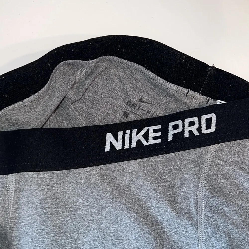 Nike pro warm tights grey black running color block mesh back compression S - Image 9