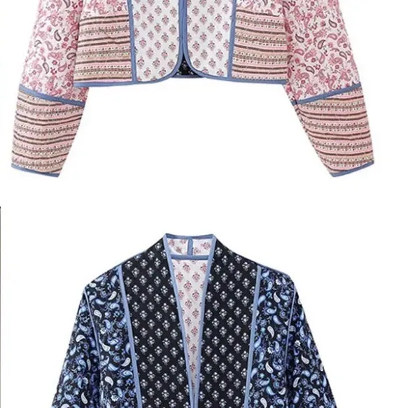 Amazon Cropped Floral Quilted Jacket Printed Lightweight 
Open Front Padded jacket S - Image 2