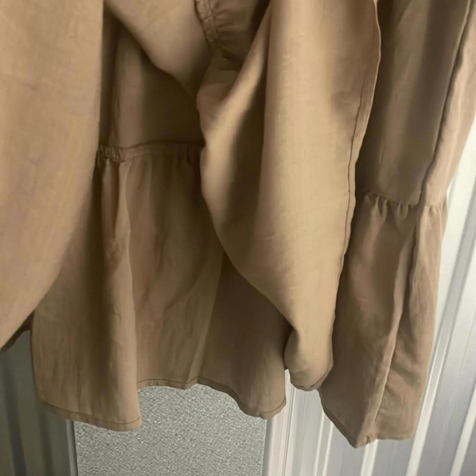 ✅Blu Pepper Tan Brown Drop Waist Causal Minimalist Sleeve work shirt dress - Image 8