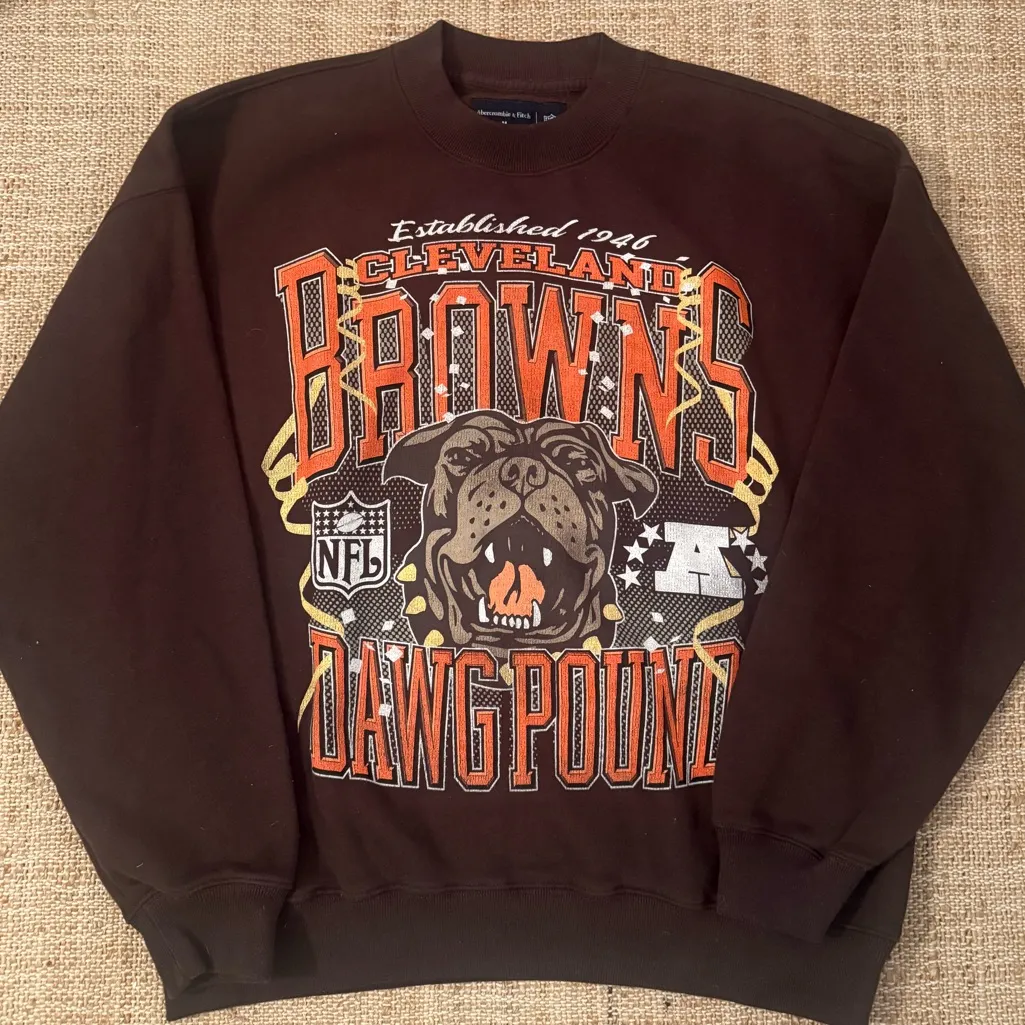 Abercrombie & Fitch Cleveland Browns Crewneck Sweatshirt Medium Oversized Fit - Image 2