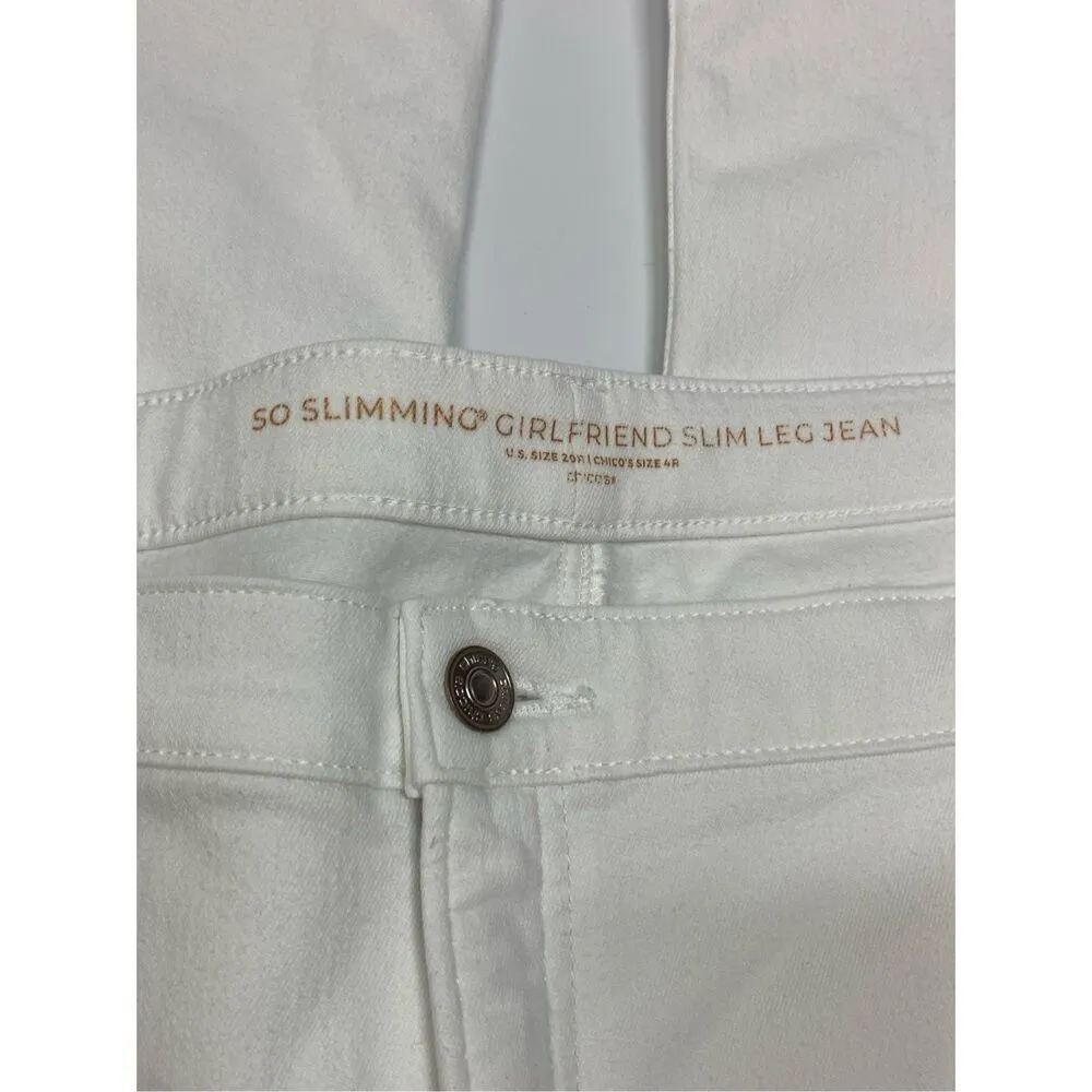 Chico's Women's So Slimming Girlfriend Slim Leg Jeans White Size 20W - Image 4