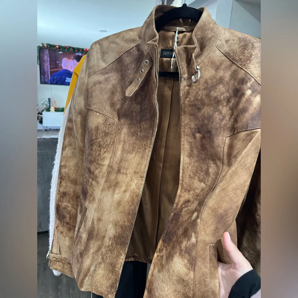 Vintage Tan Leather Women's Jacket Size M - Image 10