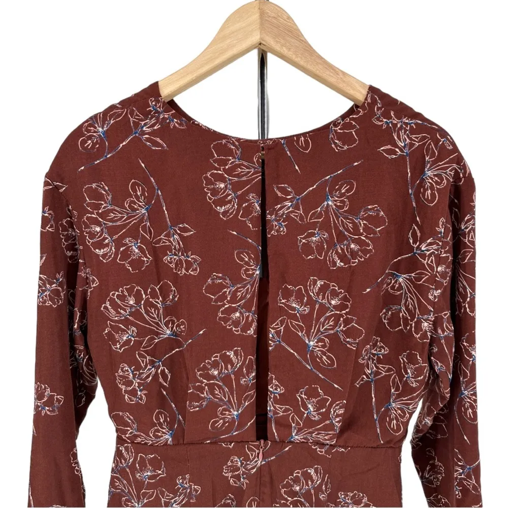 Dress Forum Brown Floral Print Back Slit Mini Dress size Medium NWT - Image 7