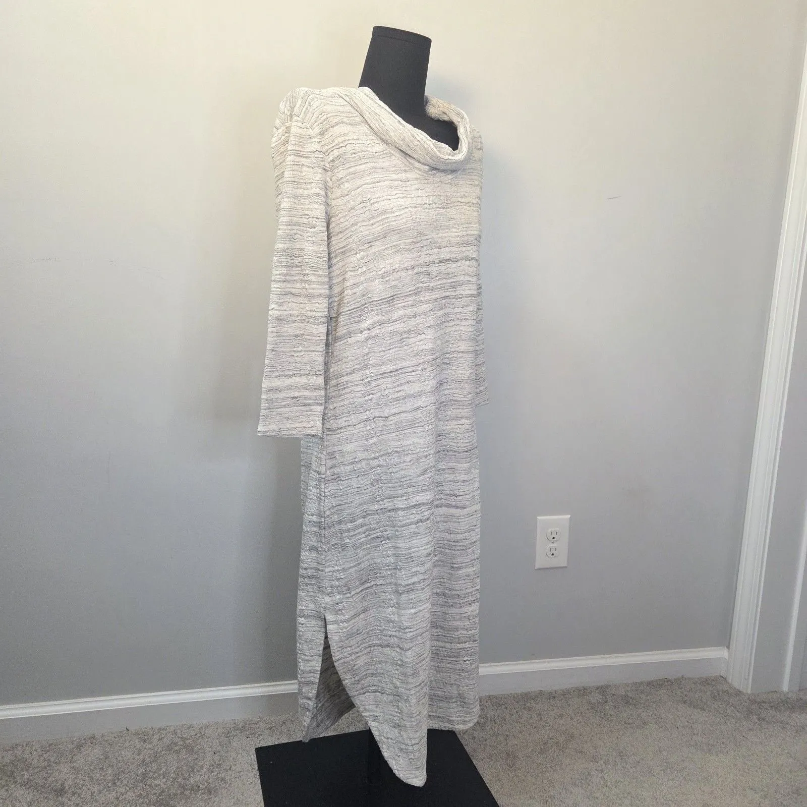 Anthropologie Saturday Sunday Dress Womens Med Gray Cowl Neck 3/4 Sleeve Tunic - Image 3