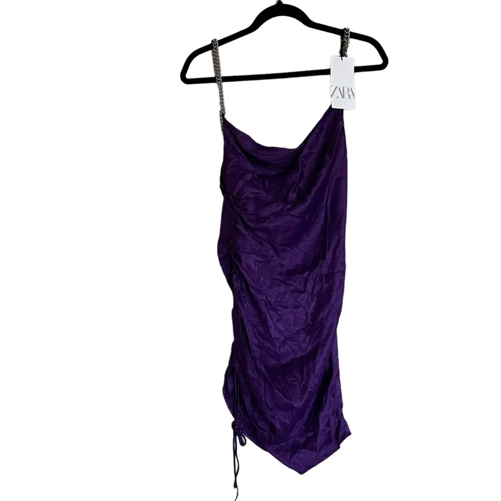 NWT Zara Satin Mini Dress With Chain Straps Purple BLOGGERS FAV - Image 4