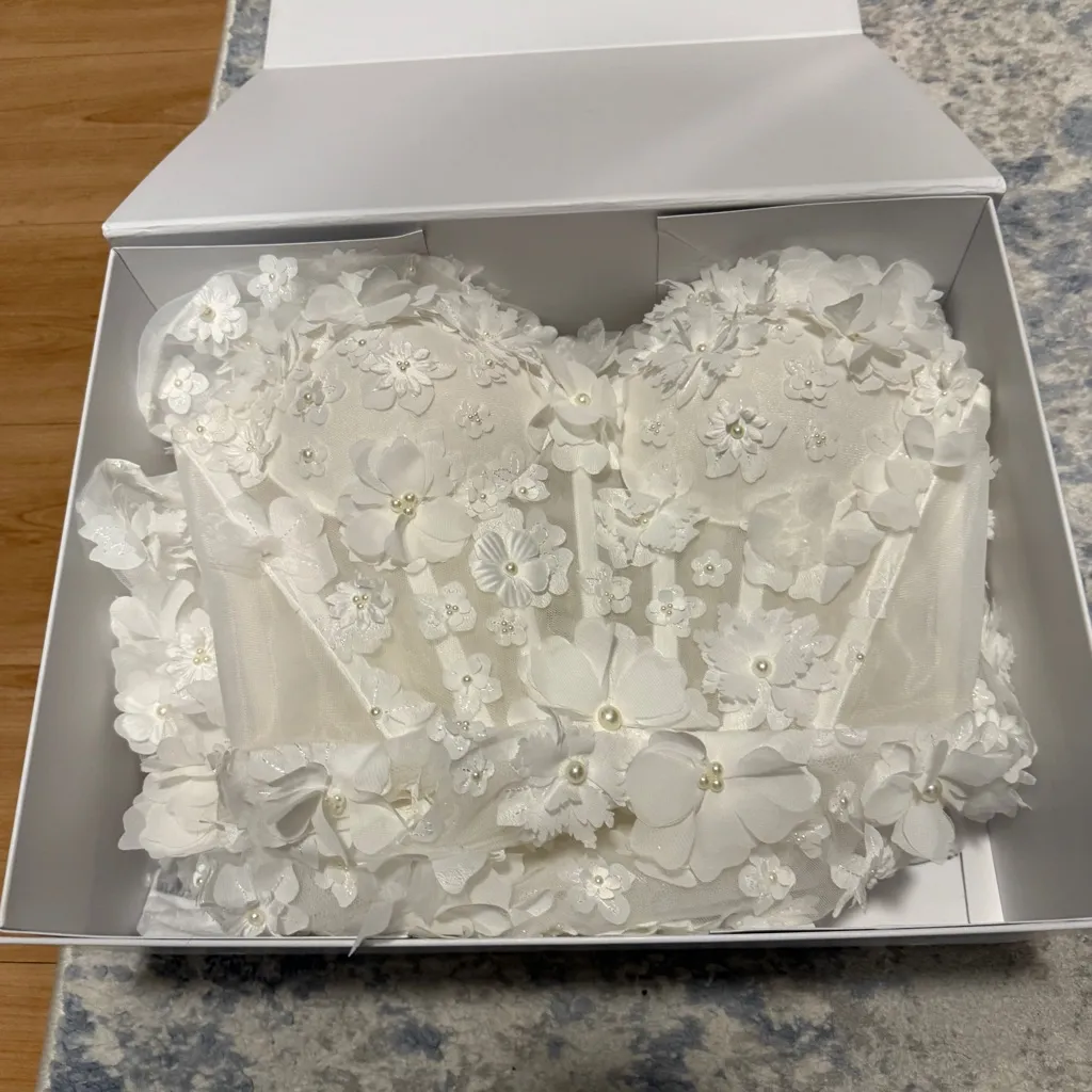 CUSTOM Pearl Hand Embellished Rosie Etienne Primrose Mini Dress (DISCONTINUED!) White Size 6 - Image 15