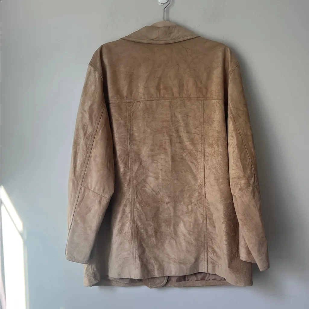 Vintage St. John’s Bay 100% Leather Jacket Camel Brown Size 1X 90s Classic - Image 5
