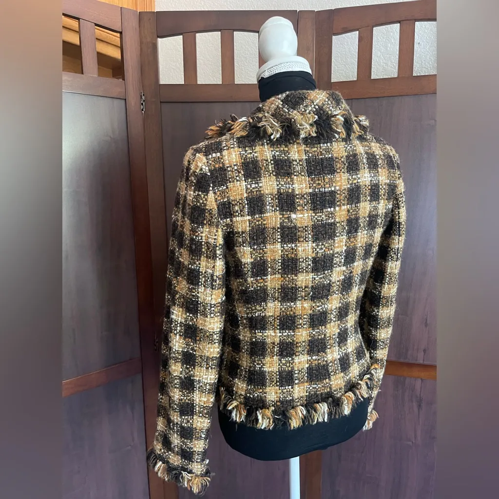 Walter Black and Carmel fringe‎ trim blazer Size 8 - Image 2