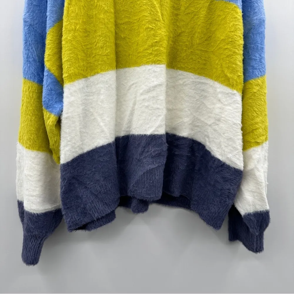 Aerie Flurry Soft Fuzzy Long Sleeve Striped Colorblock Pullover Sweater Sz L NEW - Image 5