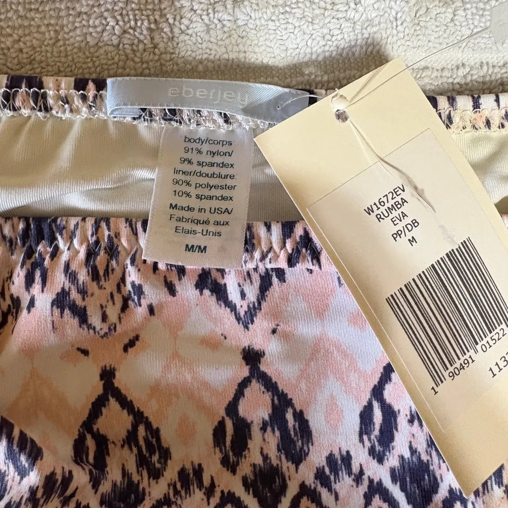 Eberjey Women Rumba Eva String Side Tie Bikini Bottom Size M Blue Pink Swim NWT - Image 9