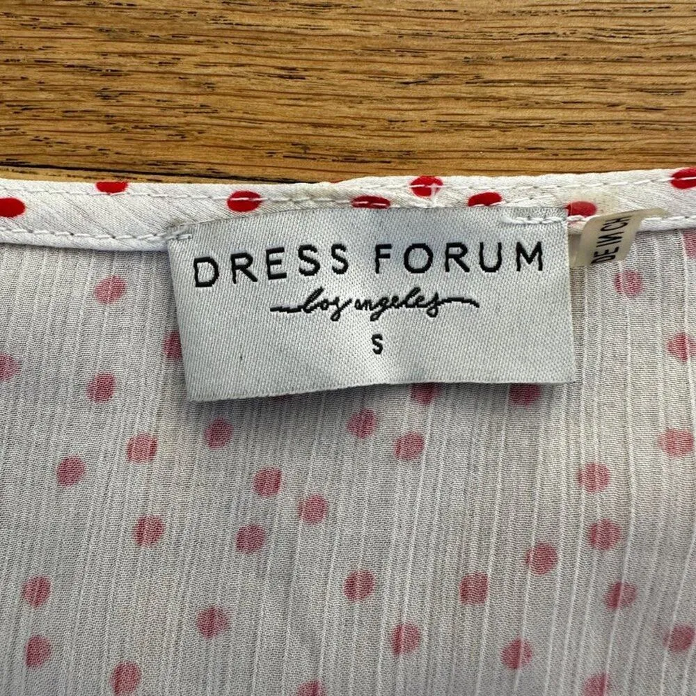 Dress Forum Tie Front Polka Dot Peplum Top in White & Red - Image 3