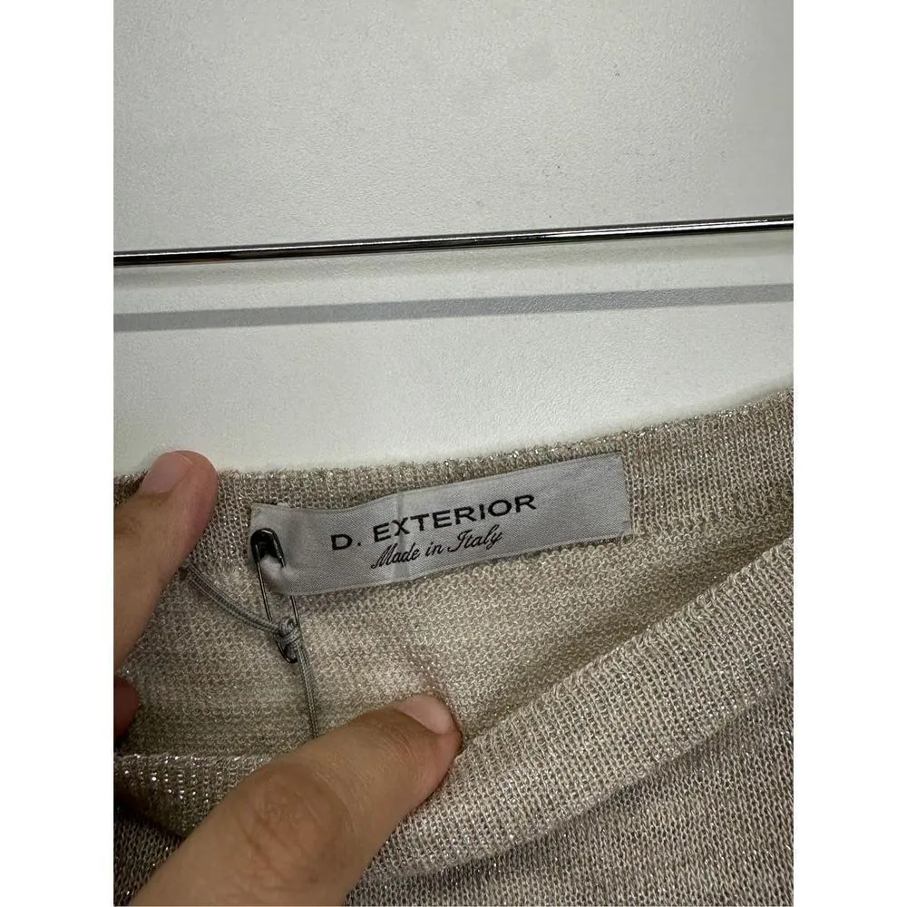 D. Exterior Made in Italy Sparkly Sleeveless Blouse‎ in Color Tan Size Medium - Image 5