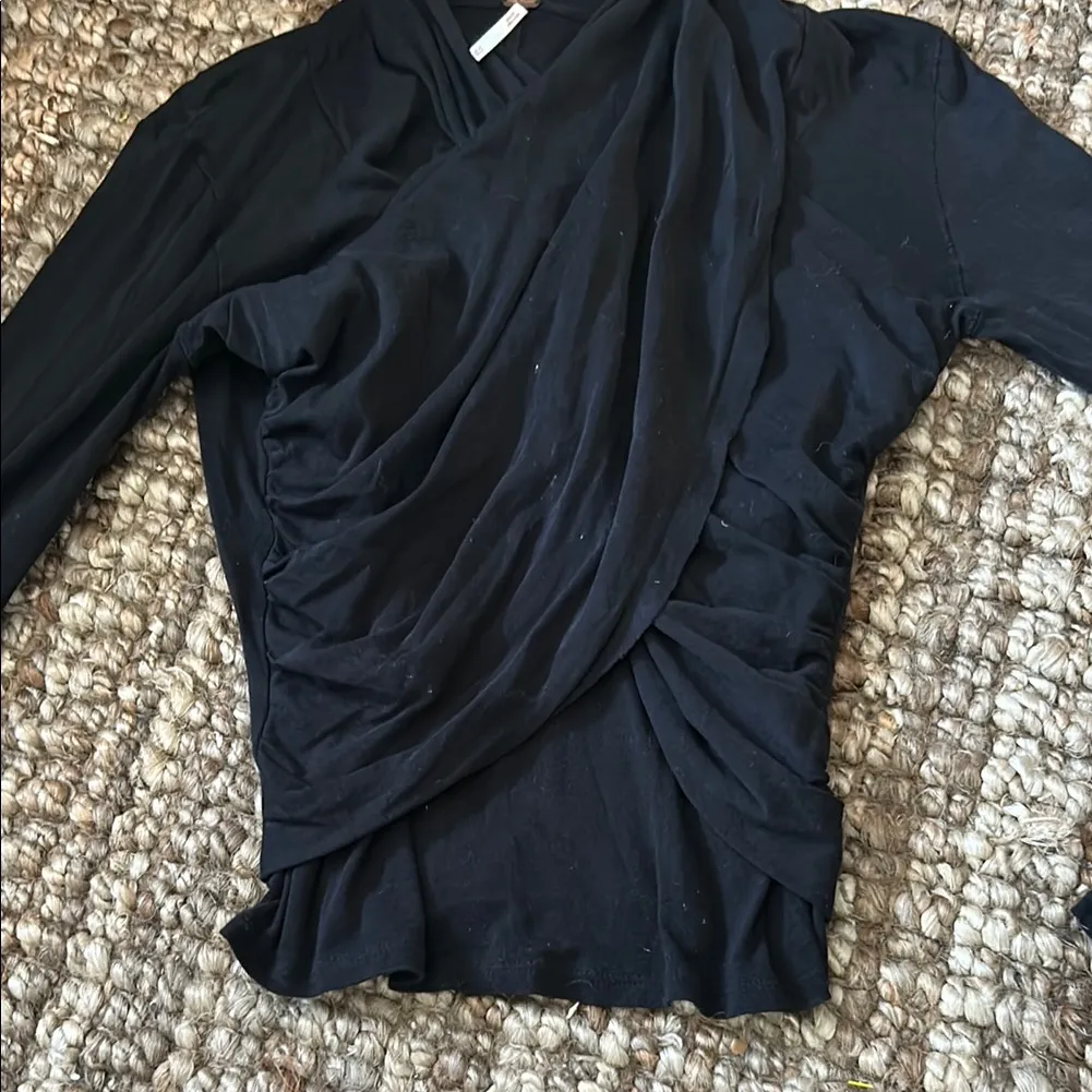 Free People‎ Black Long Sleeve Criss Cross Top Size XS - Image 5