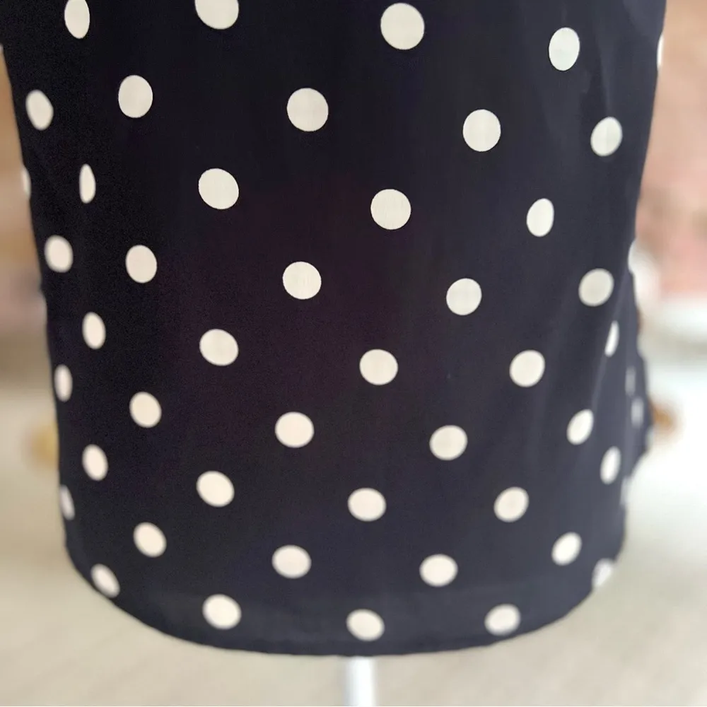 Tommy Hilfiger Top Polka Dot Smocked Black Sleeveless S Dressy Chic Work Retro - Image 11