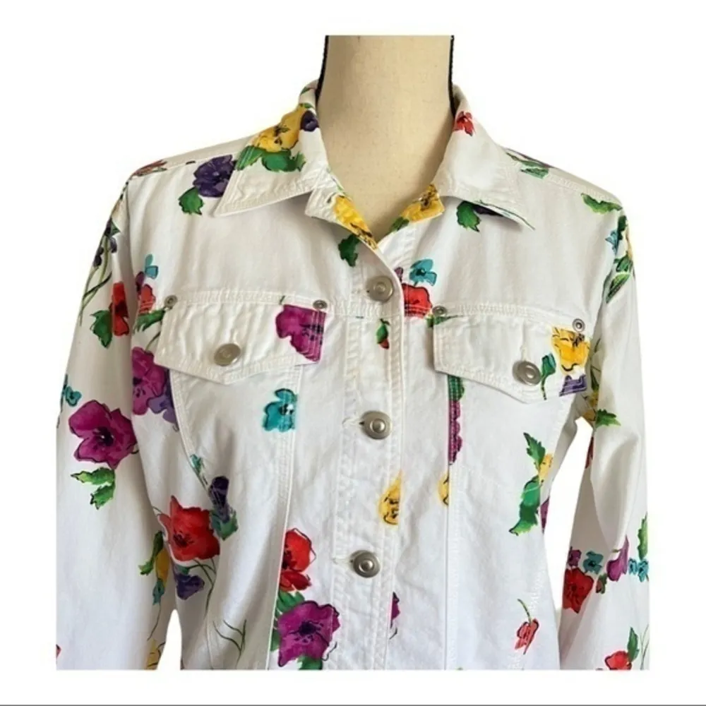 Vintage Carole Little Sports Petite Floral Crop Jacket Size M - Image 5
