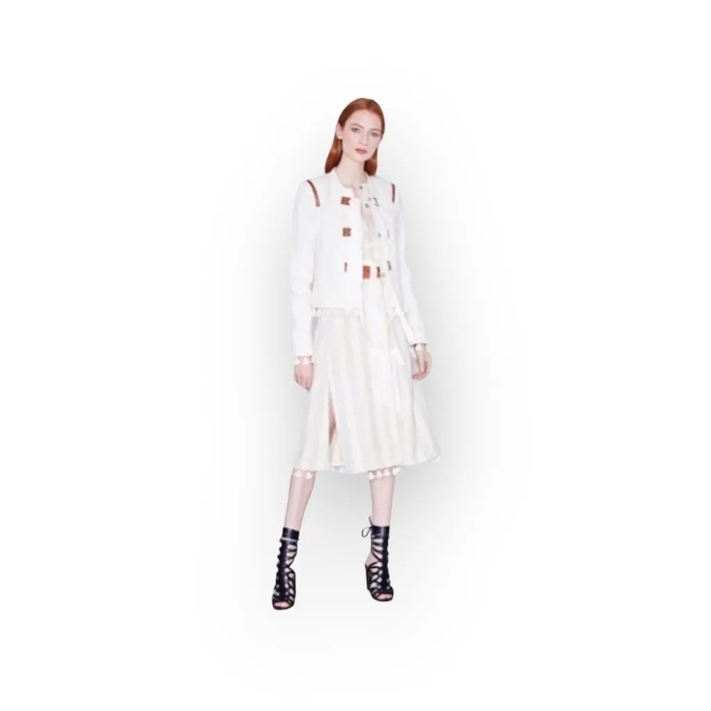 Luxe: new Altuzarra 𖦹 Blanche Pom Pom Grosgrain Tie Dress 𖦹 Parchment Stripe - Image 3