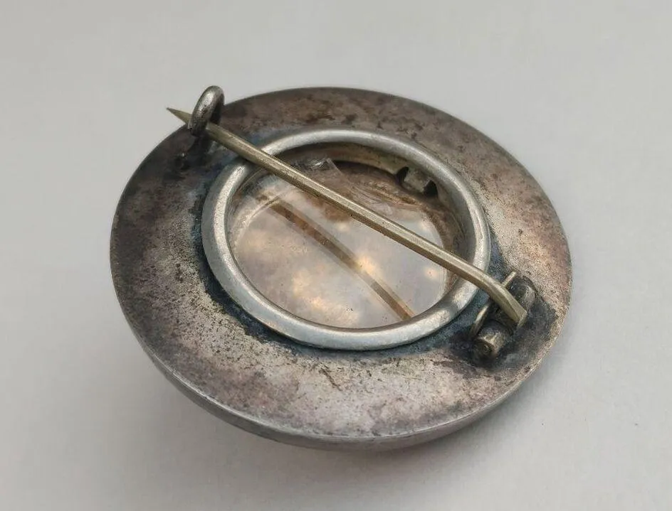 Antique Silver Sentiment Pin Mourning Brooch Victorian Era Forget Me Knots - Image 5