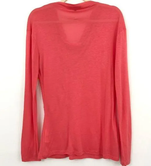 New  Asymmetrical Draped Cowl Neck Lightweight Top Coral - Image 13