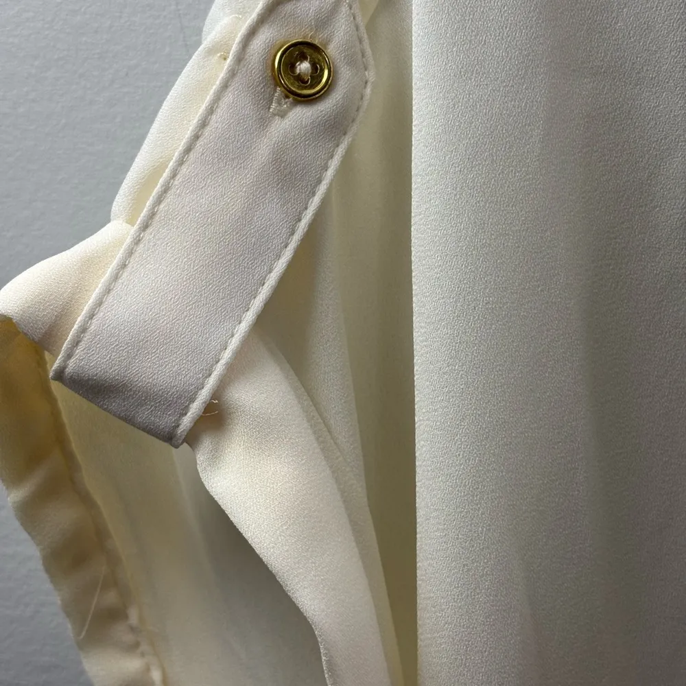 NWT Harve Benard winter white sheer blouse with tie waist cap sleeve size Large - Image 5