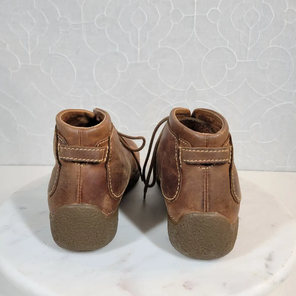 VTG Duluth Trading Co Womens Andina Ankle Boots 7.5 Brown Leather Chukka Shoes - Image 3