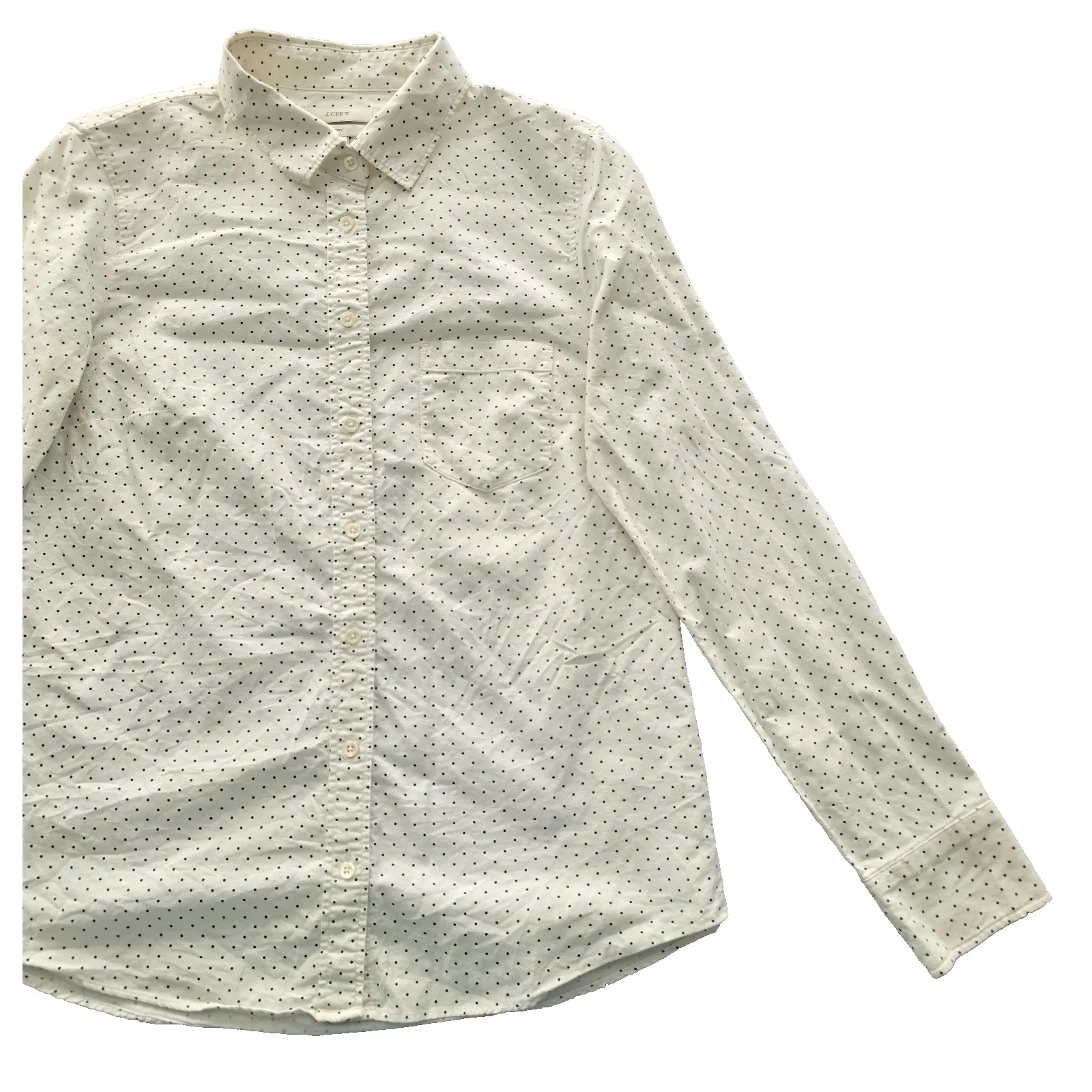 Y2K Polka Dot Preppy Retro Office J. Crew Cotton Country Soft White Shirt Top 4 - Image 7
