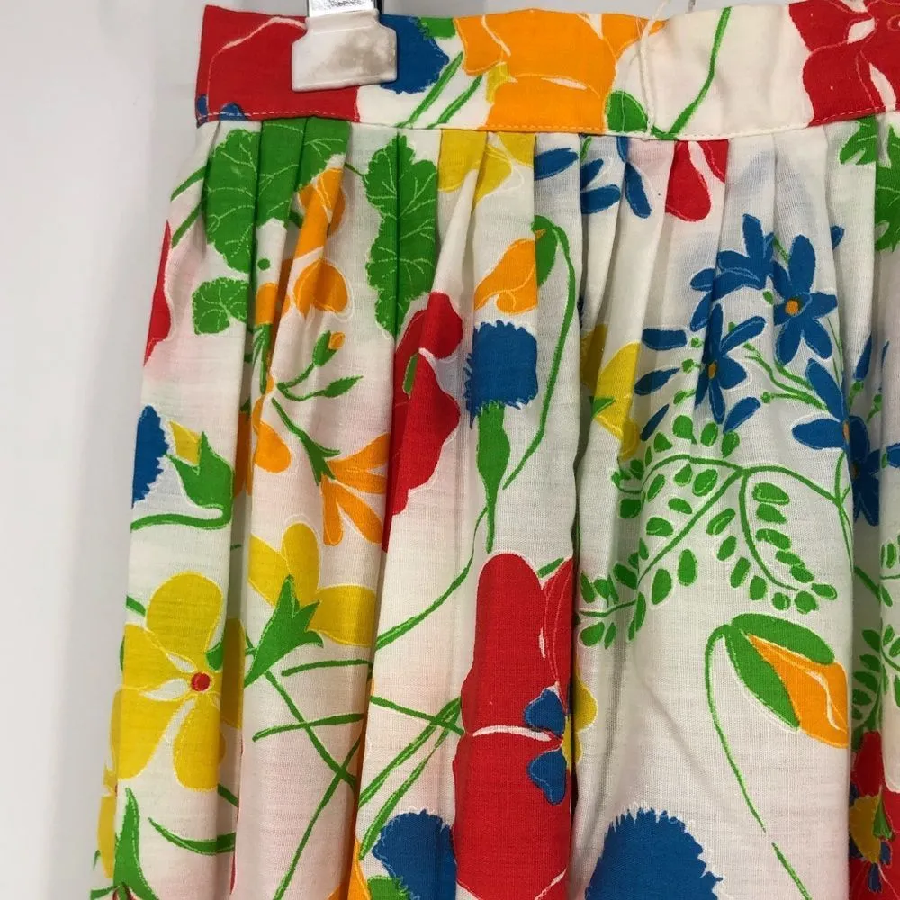 70’s Vintage Adelaar Bold Multicolor Floral Full Maxi Skirt - Image 3