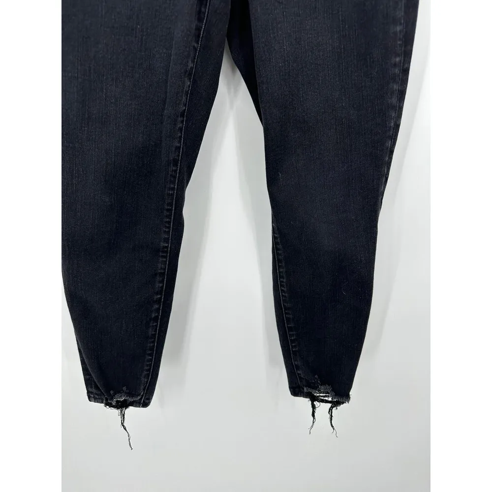 American Eagle Jeans Women 4 SHORT Black Curvy Hi Rise Jegging Crop Button Fly - Image 3