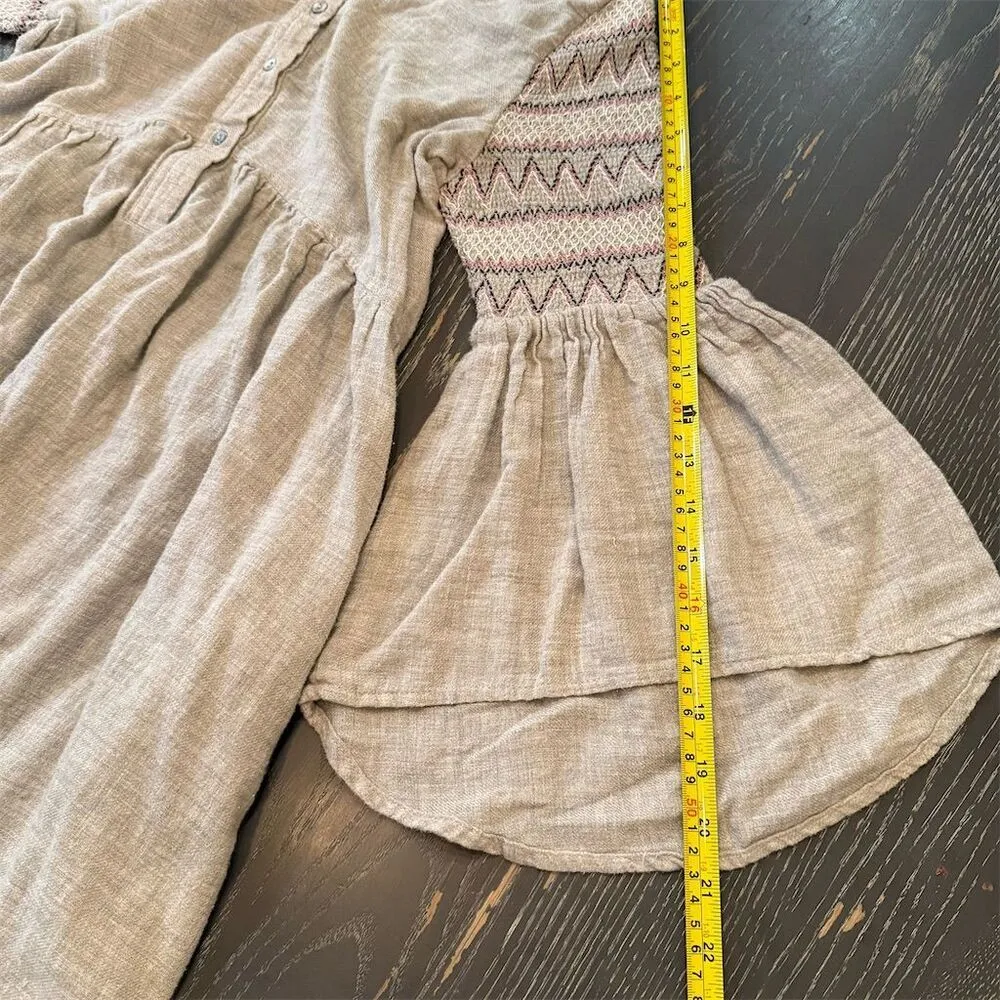 Zara Women's Gray Smocked Sleeve Mini Dress Size S Casual 3/4 Sleeve - Image 8