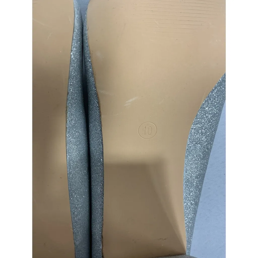 Womans Idifu Slipon Formal Pumps 10 Silver Sparkly Pointed Toe Block Heel NWOT - Image 9