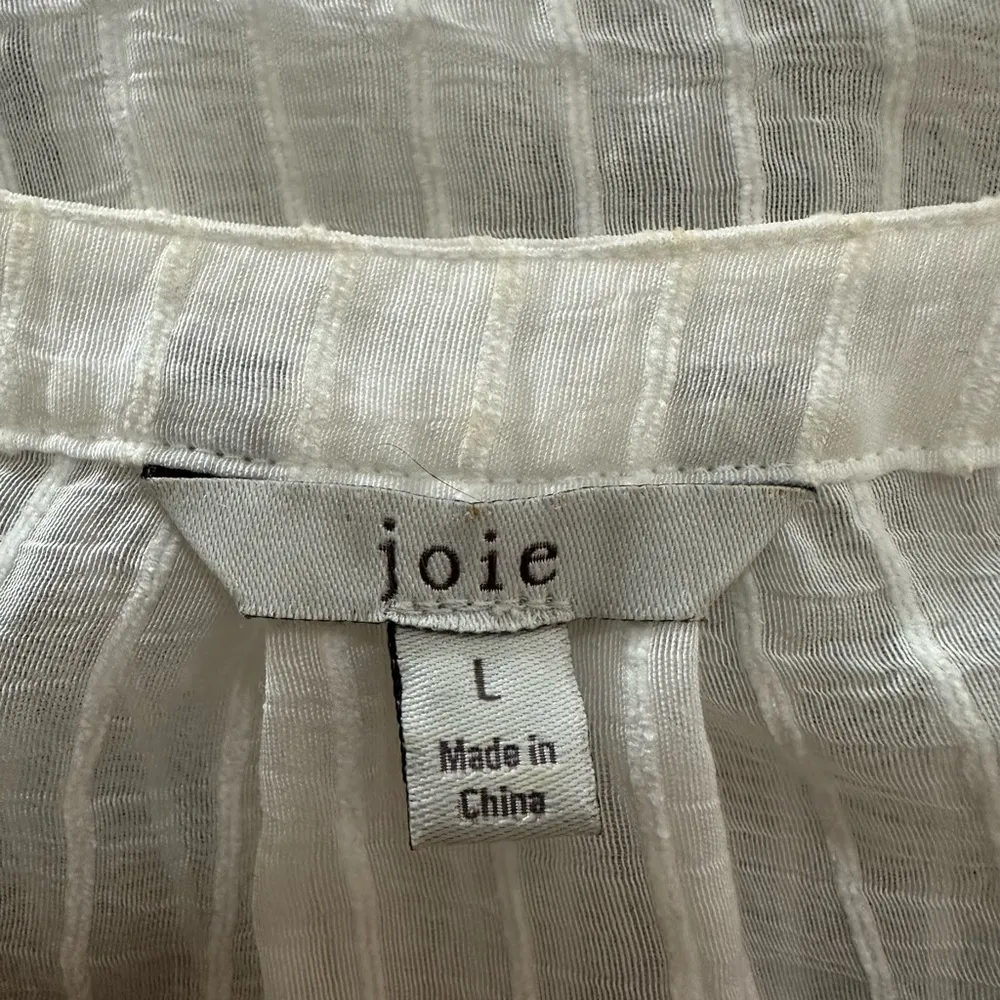 Joie White Rashelda striped Sheer Blouse - Image 4