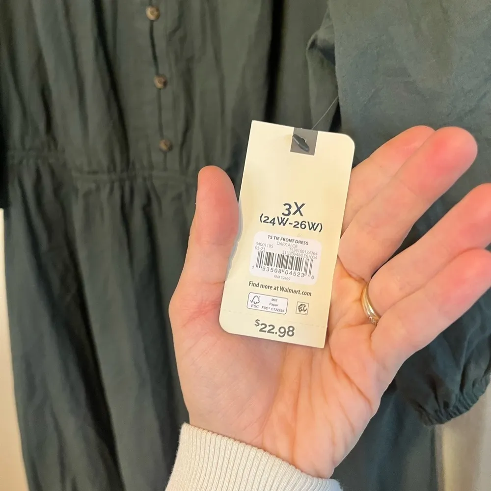 ARMY OLIVE GREEN MIDI DRESS POCKETS 3/4 SLEEVE SIZE 3X - Image 7