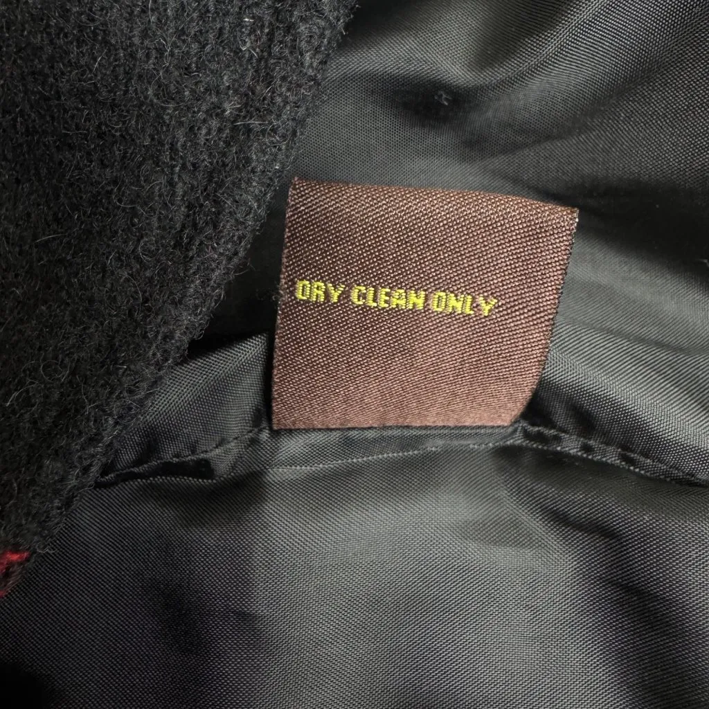 NWOT FUDA Plaid Wool Cape Poncho Shawl Coat Red Black Buffalo Size Large Y2K - Image 8