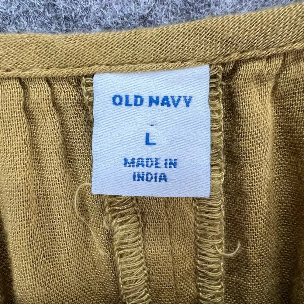 Old Navy Blouse Women L Golden Brown Relaxed Embroidered Stitch Boho Cottage Top - Image 11