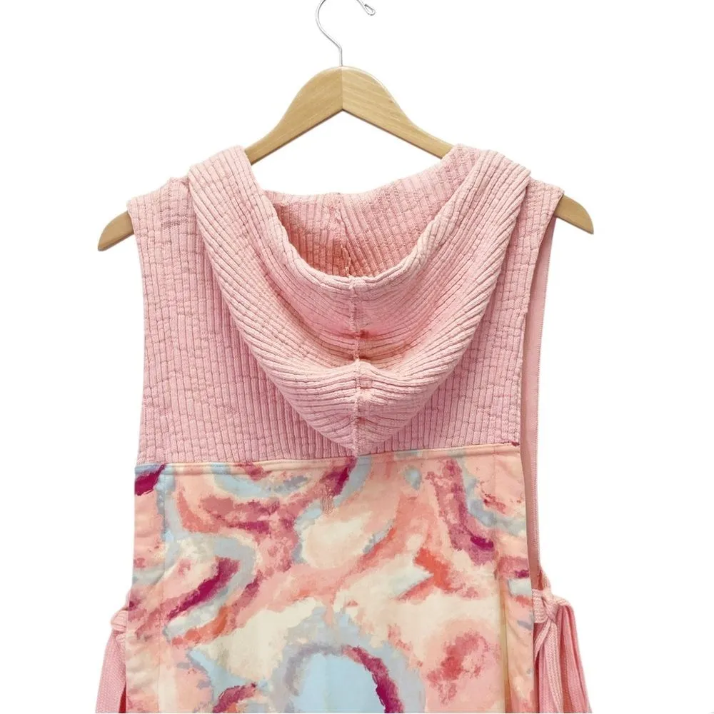 NWT Free People Movement All That Hoodie Coverup Size XS Pink Swirl Sleeveless - Image 6