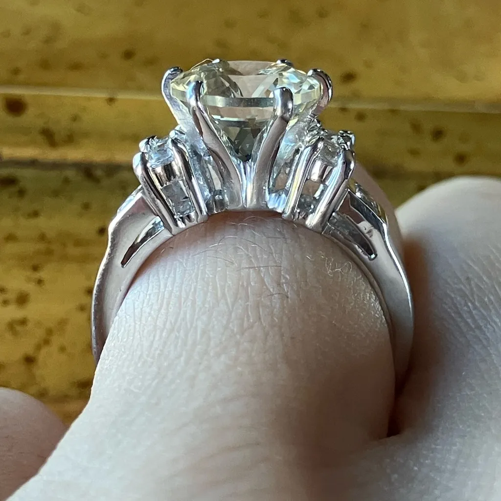 Yellow Labradorite White Topaz Sterling Silver Ring Size 6 - Image 2