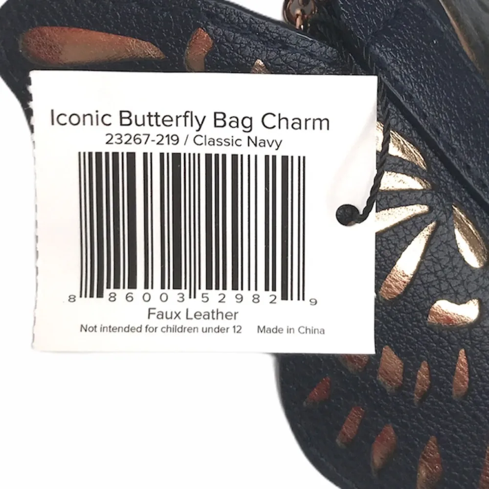 Vera Bradley Butterfly Bag Charm Navy Rose Gold - Image 4