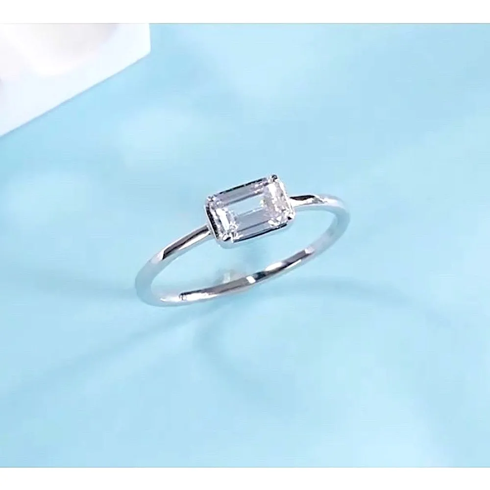 Emerald Cut Cz Ring |‎ Rhodium Sterling Silver - Image 5