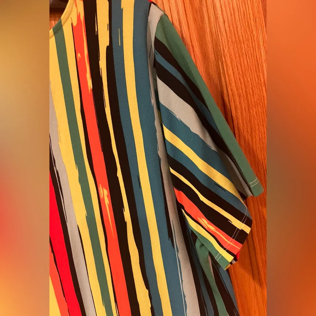 SOFT SURROUNDINGS Happy Place Tropics Multi Stripe Asymmetrical Cruise Dress XL - Image 10