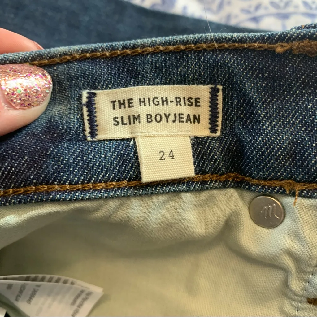 Madewell High Rise Slim Boyjean Jeans Size 24 NWT Rolled Hem - Image 11