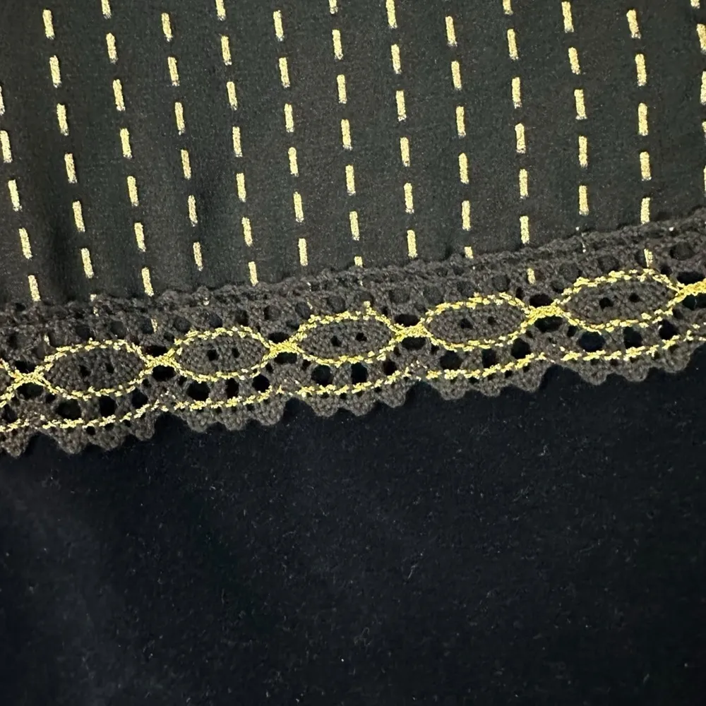 Vintage 70s Tumbleweeds Witchy Maxi Skirt Black Lace Velveteen Medium Edwardian - Image 11