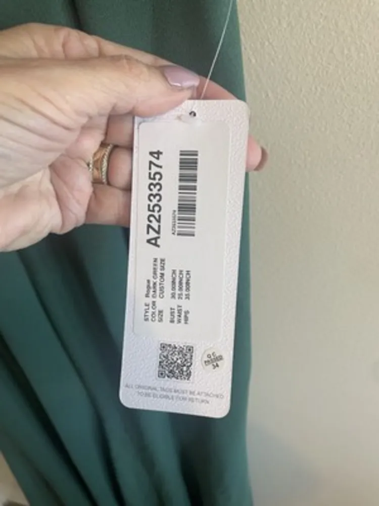 Azazie Rogue Green Bridesmaid Long Dress Mermaid Scoop Side Slit Bust 30 Waist25 - Image 7