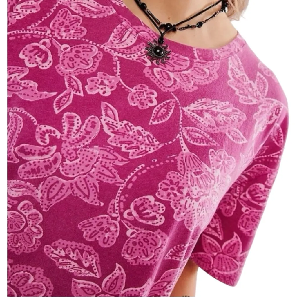NWOT‎ Free People We The Free Nina Printed Tee Shirt in Magenta Combo XS - Image 3