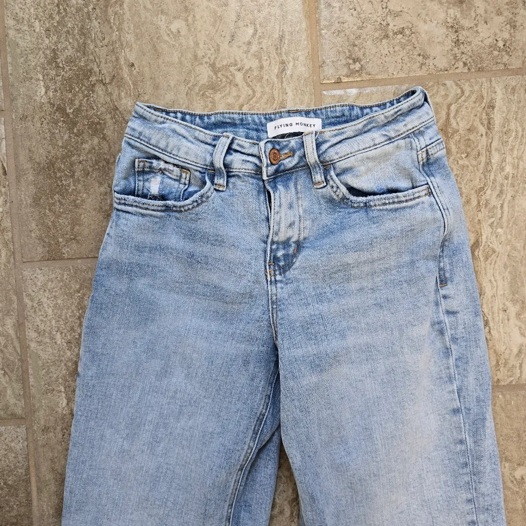 Flying Monkey Women's High-Rise Raw Hem Cropped Dad Jeans F5584 Size 25 Straight - Image 6