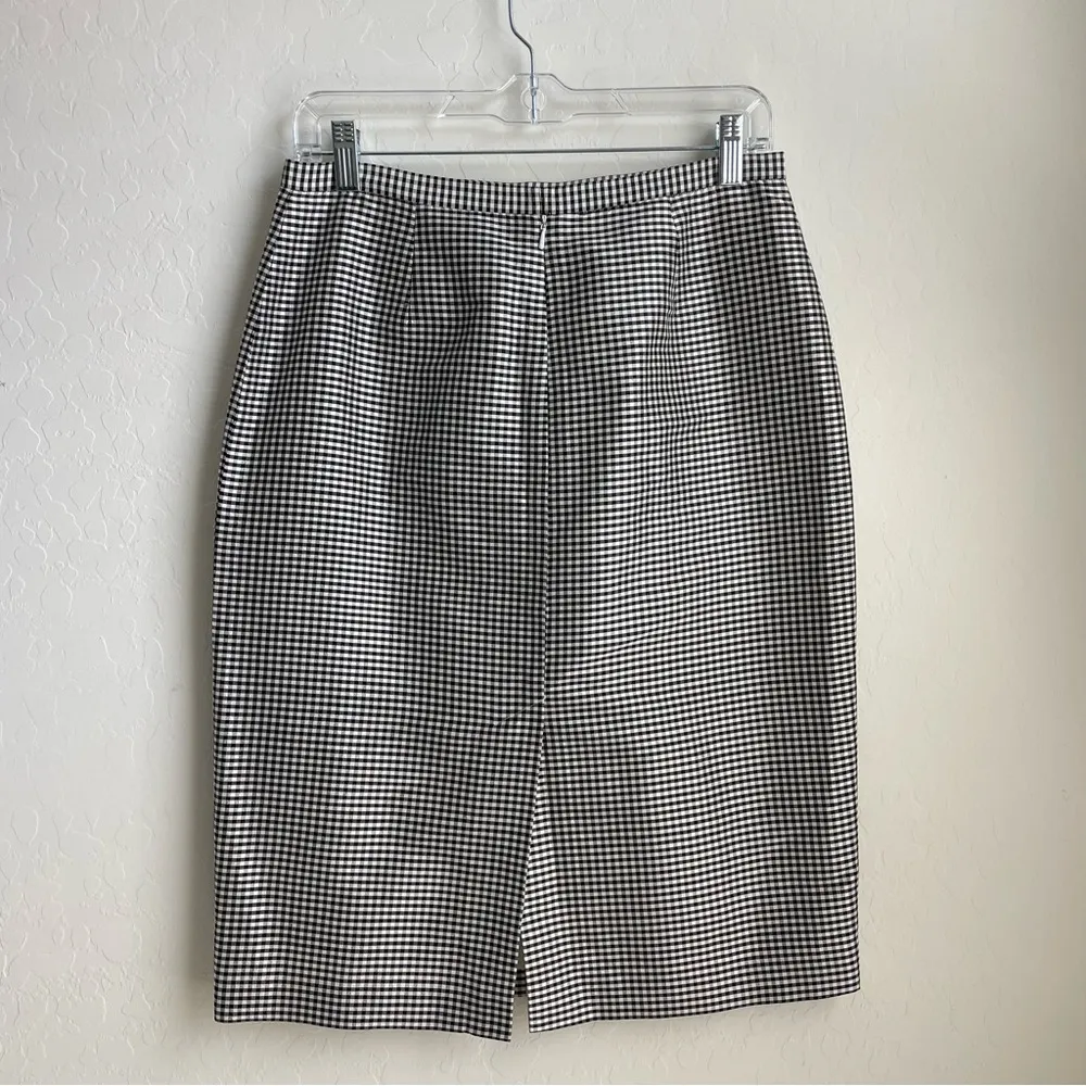 Vintage Oscar De La Renta Gingham Pencil Skirt 8P - Image 10