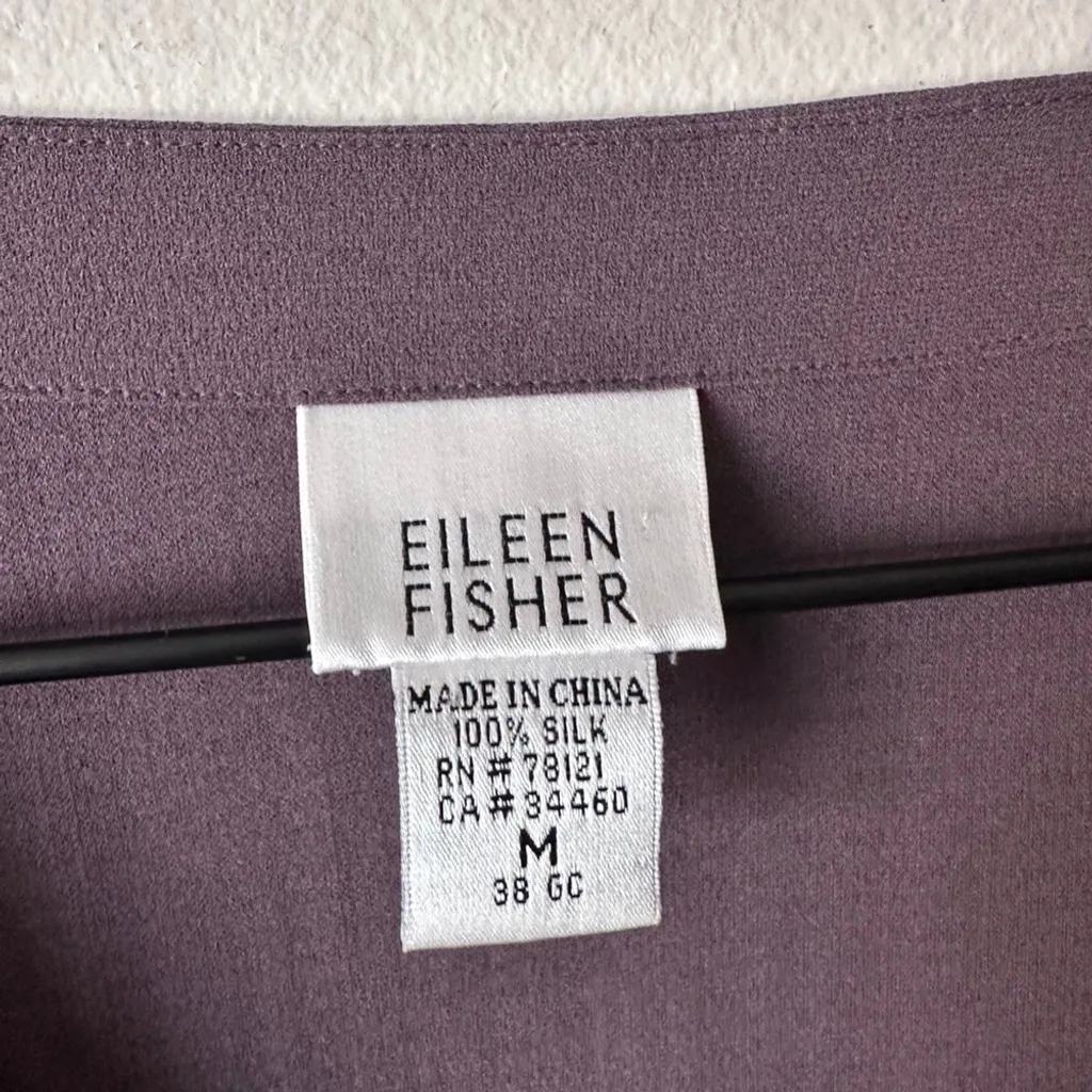 Eileen Fisher 100% Silk Open Front Single Button Jacket Top Mauve Purple M - Image 4
