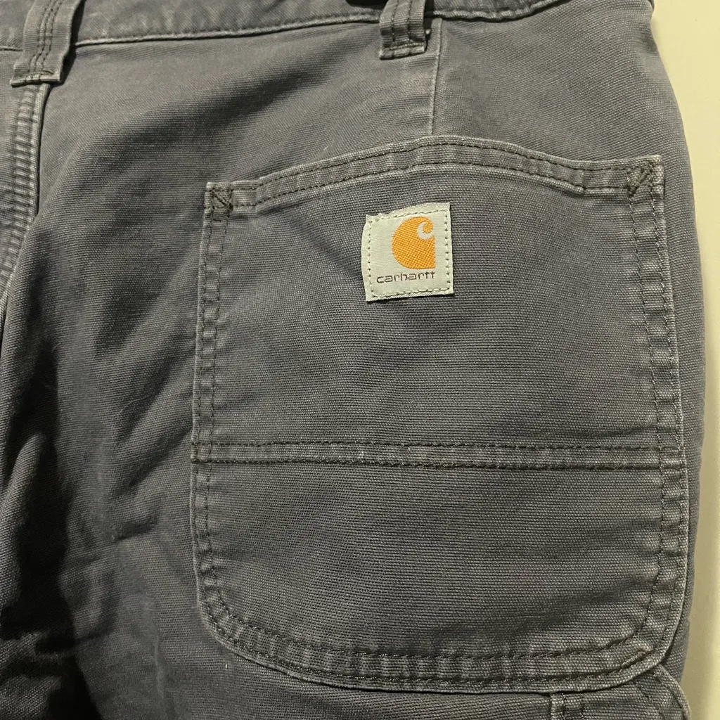 Carhartt Women's Original Fit Gray Canvas Work Pants Straight Leg Fleece Size 14 - Image 3