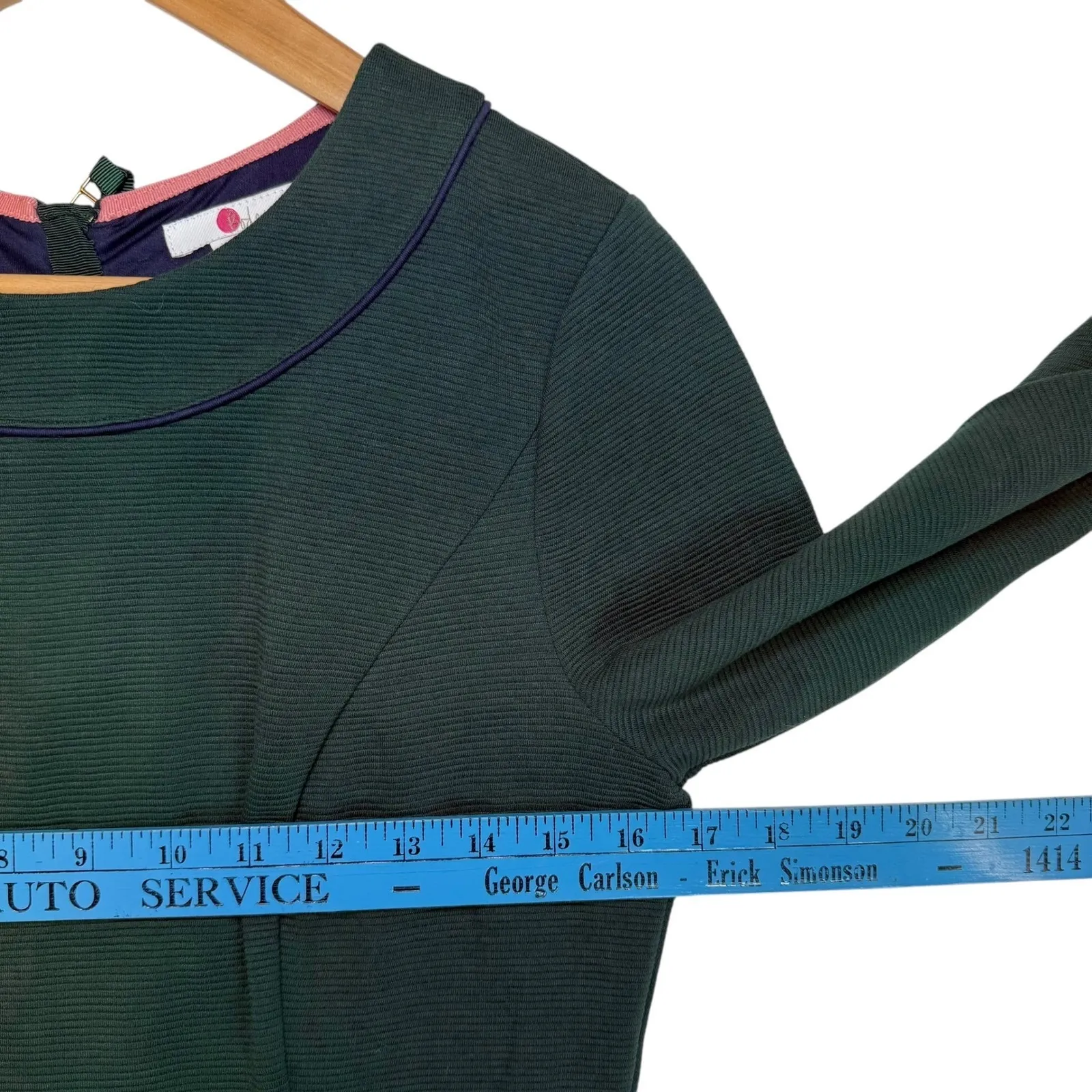 Boden Mia Ottomon Emerald Green Textured Sheath Dress Old Money Classic 8R Size 8 - Image 8